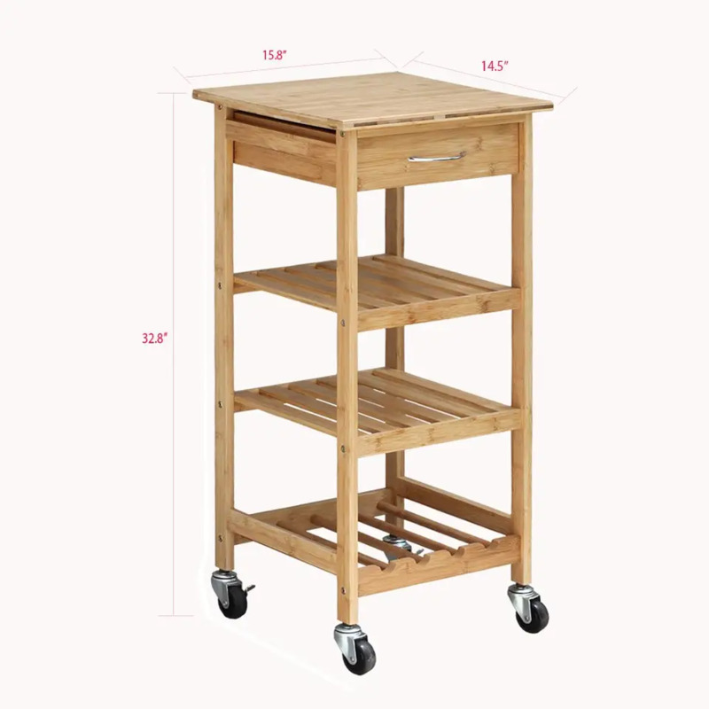 Design mobile Ampia Applicazione Bamboo Kitchen Trolley è l\'ideale per la conservazione di bambù