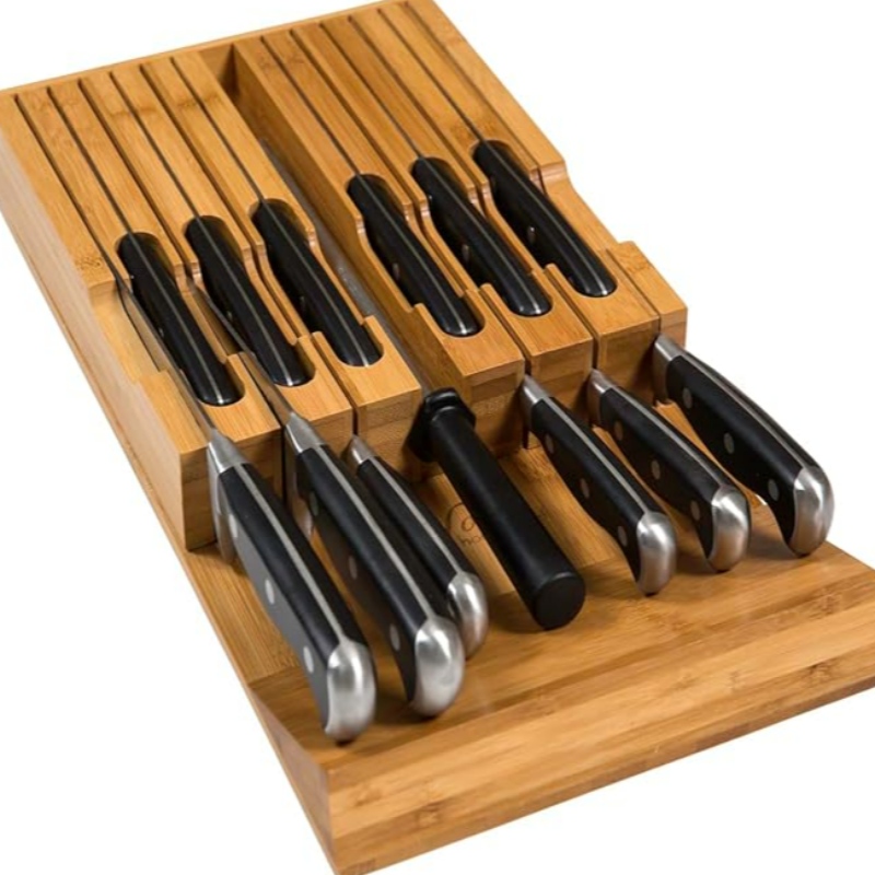 Il blocco di coltello in bambù in cassetto contiene 12 coltelli