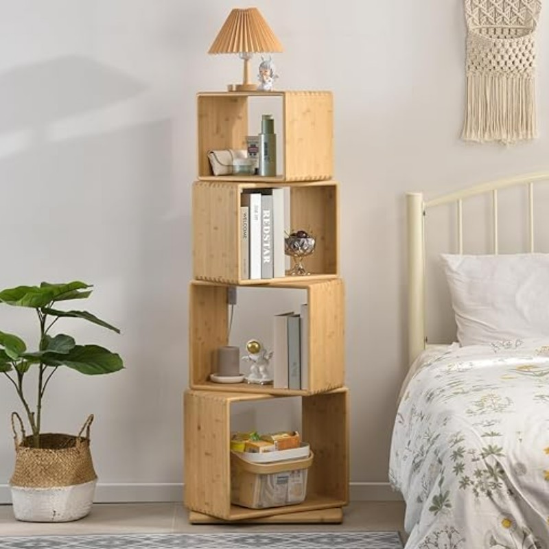 Disk in bambù Bookshelf Storage Organizzatore display Scaffali piattaforme controcesso di piattaforme Libro tabletop per home office per home office