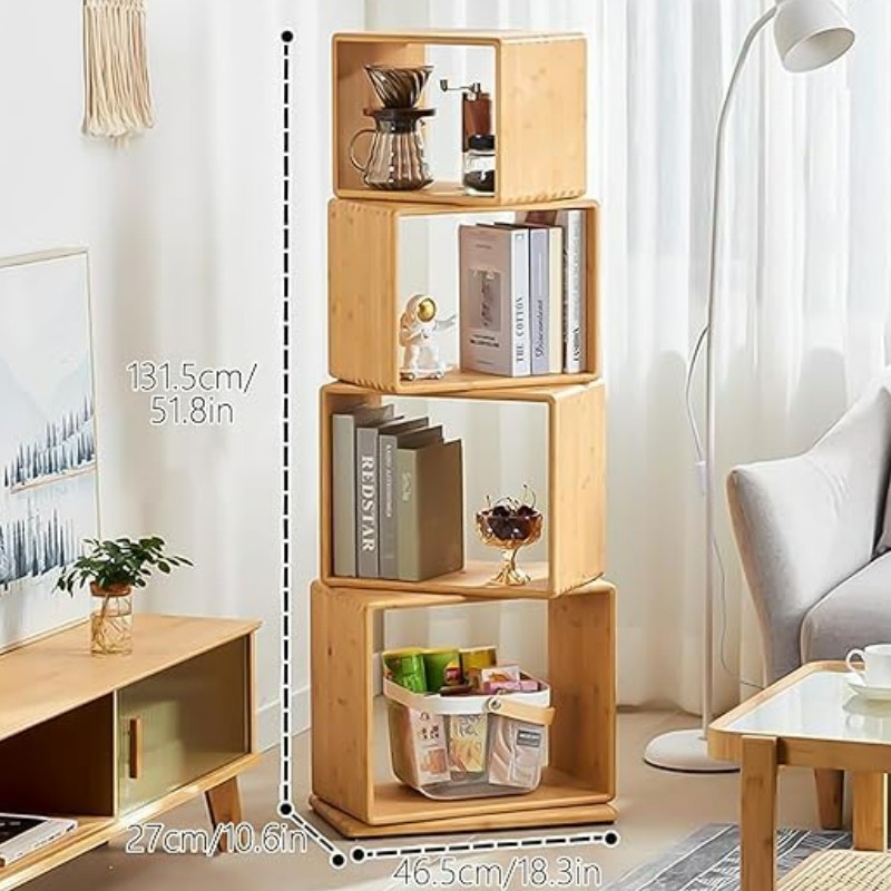 Disk in bambù Bookshelf Storage Organizzatore display Scaffali piattaforme controcesso di piattaforme Libro tabletop per home office per home office